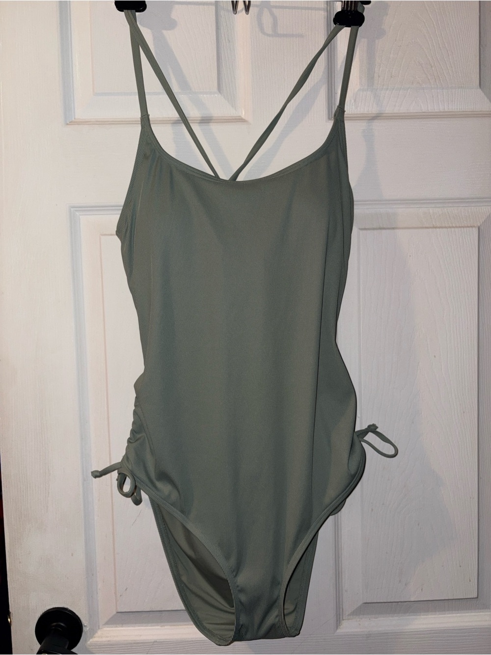 La Vie En Rose Olive Green One-Piece Swimsuit with Side Ties